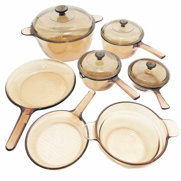 202508 未使用 ビジョン ガラス鍋 スキレット ソースパン 蓋付 フライパン 鍋 11点セット パイロセラム V-500拍卖