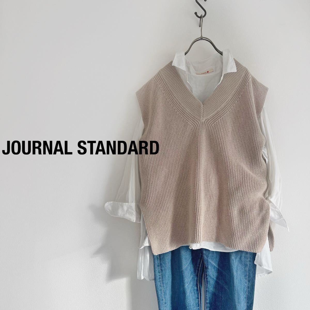 JOURNAL STANDARD ジャーナルスタンダード カタアゼVネックワイドベスト ベージュ拍卖