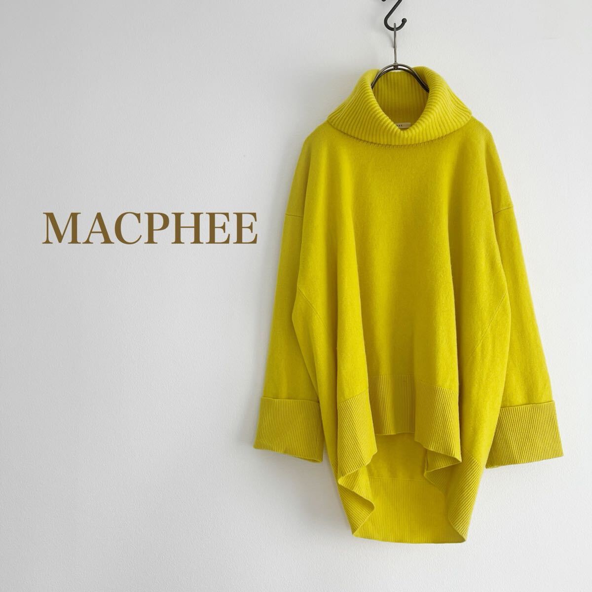 【定価17600円】トゥモローランドMACPHEE マカフィー ラムカシミヤ タートルネックプルオーバー ニット イエロー レディース S拍卖