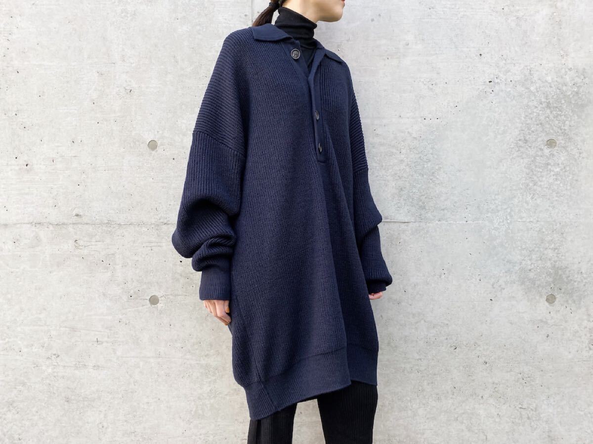【定価30900円】THE SHINZONE ザシンゾーン ビッグポロニット ネイビー ニットワンピース オーバーサイズ拍卖
