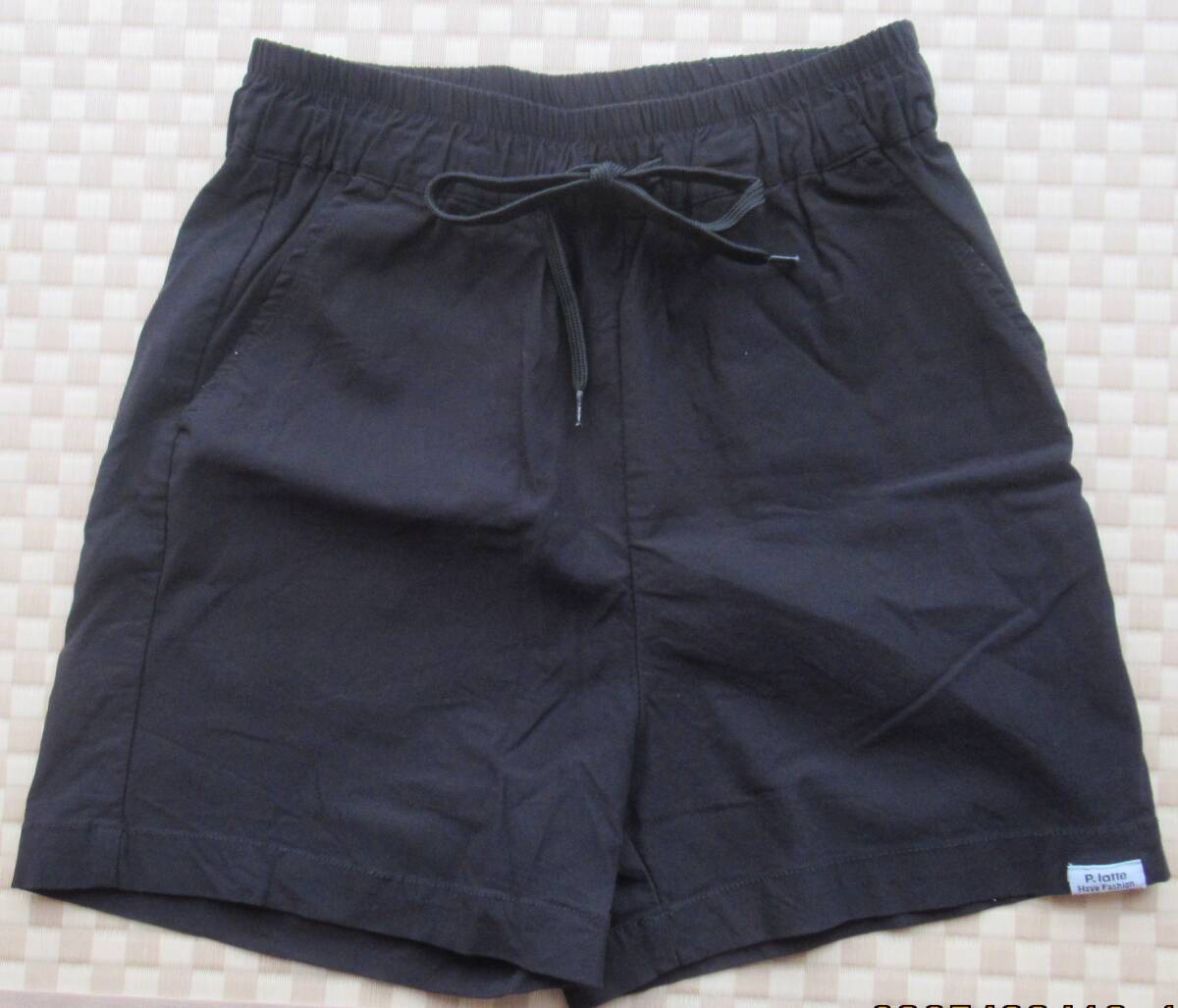 美品 ピンクラテ M 150サイズ ストレッチ ショートパンツ ブラック ウエスト総ゴム 子供服 ジュニア 黒 女の子 シンプル拍卖