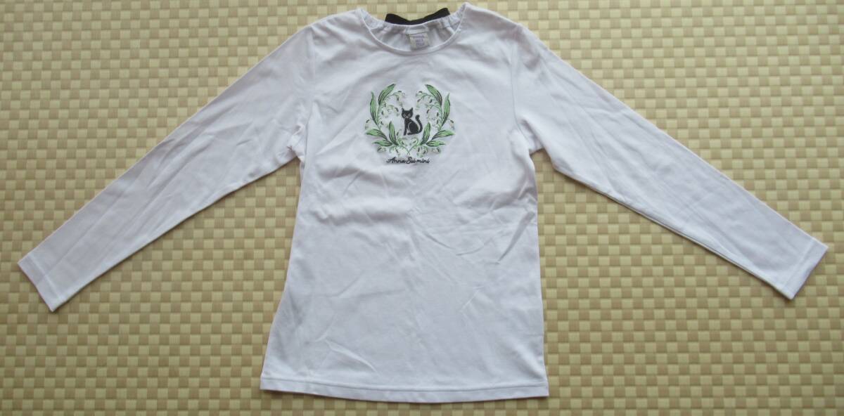 新品 未使用 アナスイミニ 140サイズ すずらん ねこ 長袖 カットソー ロンT ホワイト バックリボン 子供服 キッズ 女の子拍卖
