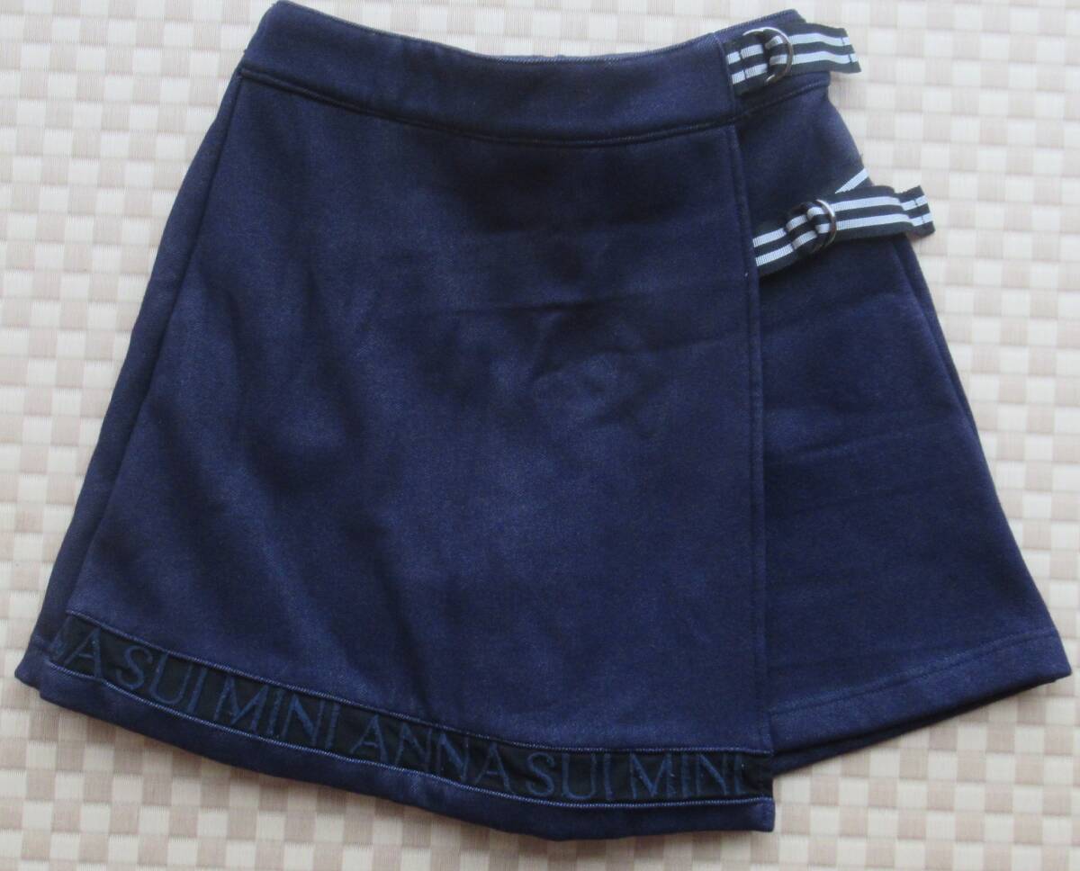 美品 アナスイミニ 140サイズ デニムニット キュロットスカート ストレッチ 裏起毛 anasuimini 子供服 キッズ 女の子 パンツ拍卖