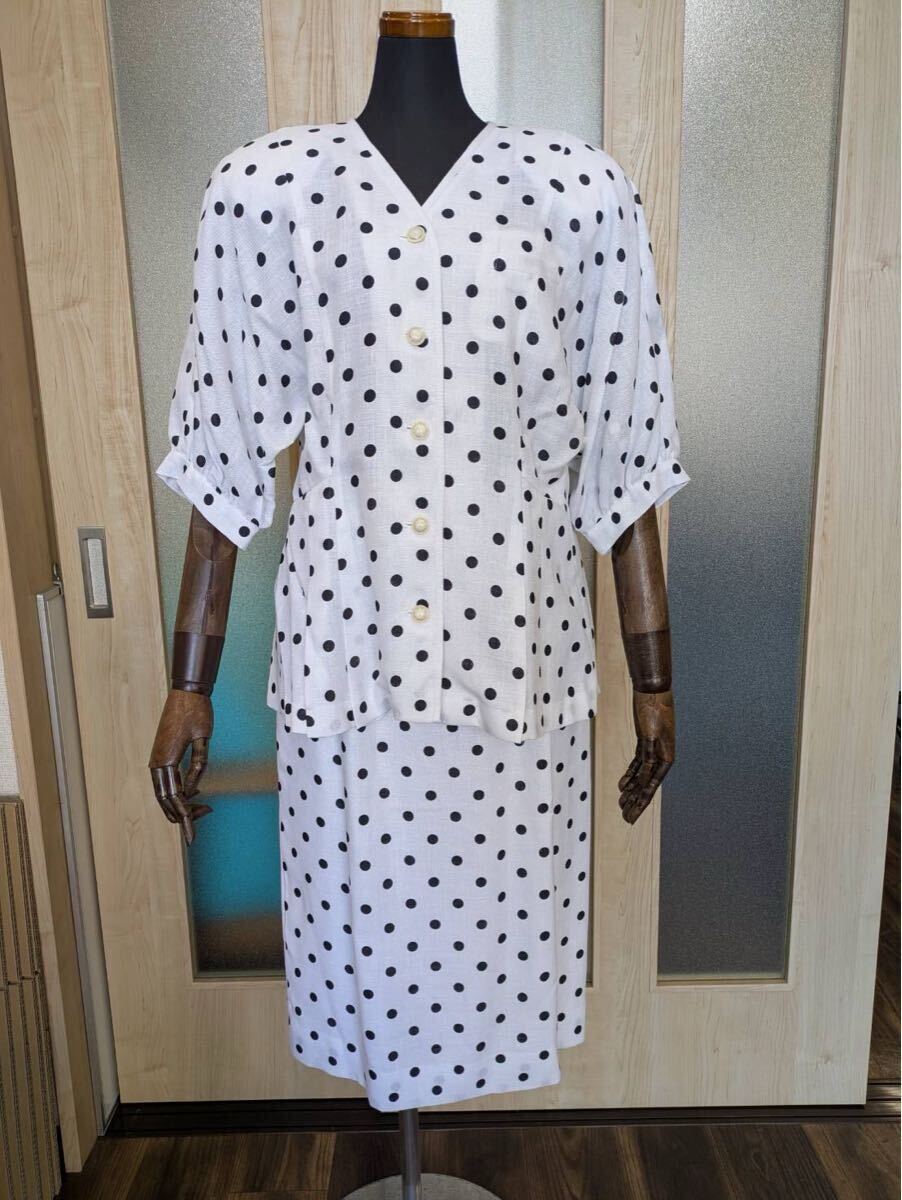 最終出品 未使用 保管品◆HARDY AMIES ハーディエイミス・ドット柄セットアップ・サイズ:13◆拍卖