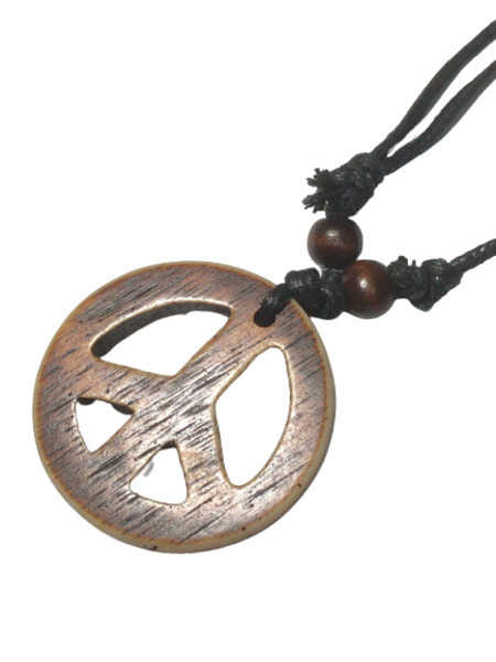 金属アレルギー 防止 樹脂製 レジン 紐 ピースマーク ネックレス メンズ レディース 木目調 ペンダント アクセサリー 長め 錆びない拍卖