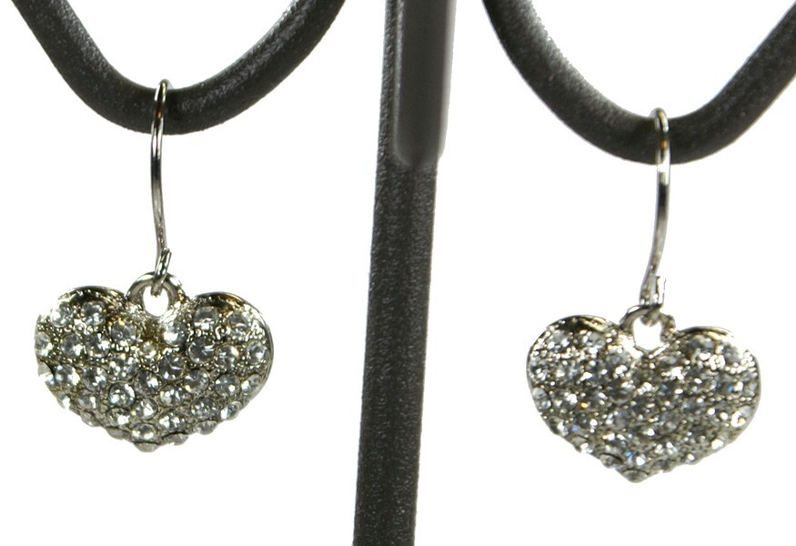 縦1.5cm 横2cm シルバーハート CZダイヤモンド 大人かわいい 小さい フック ピアス アクセサリー拍卖