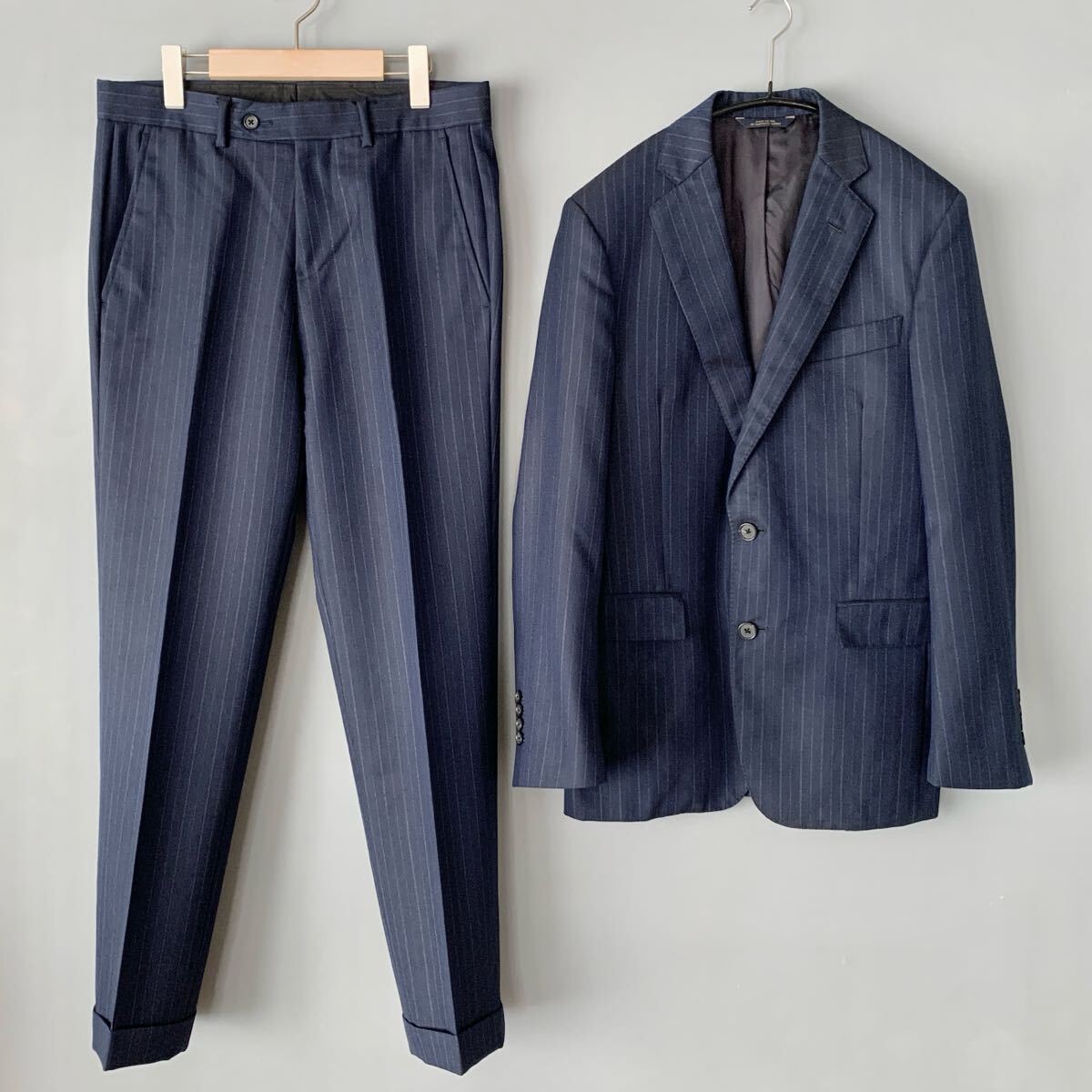 BROOKS BROTHERS REGENT 3PC スーツ SM ネイビー ブルックスブラザーズ セットアップ チョークストライプ アメリカ製 Made in USA 拍卖
