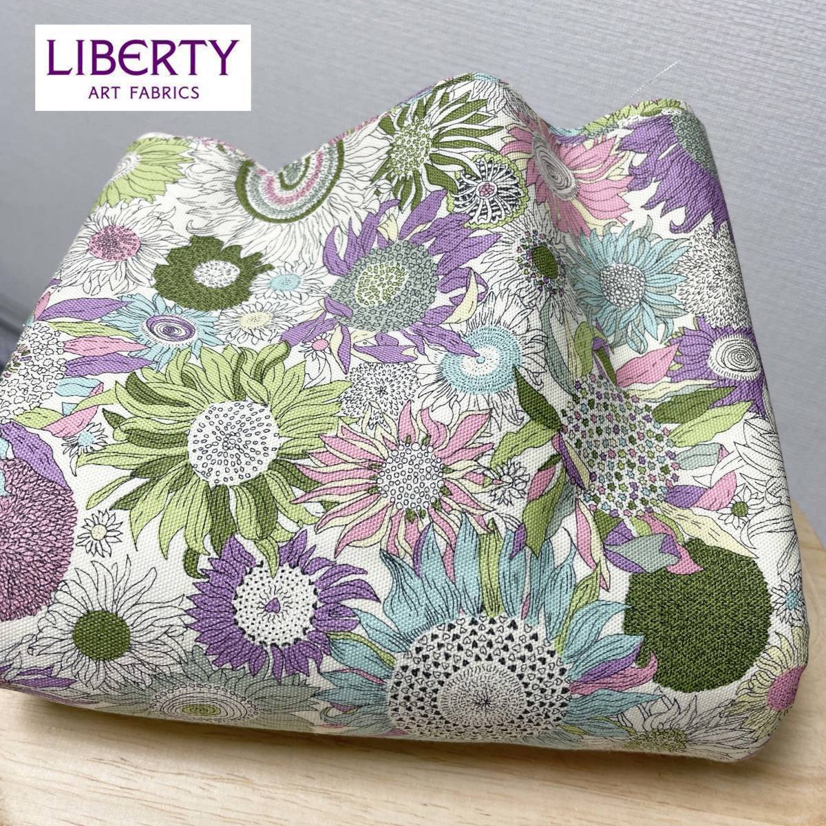 50cリバティ綿オックス生地はぎれ布グリーン花柄スモールスザンナ緑パープル紫拍卖