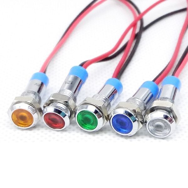 送料無料!! 汎用 5色 LED インジケーター ランプ 防水 12V ミニサイズ 匿名配送拍卖