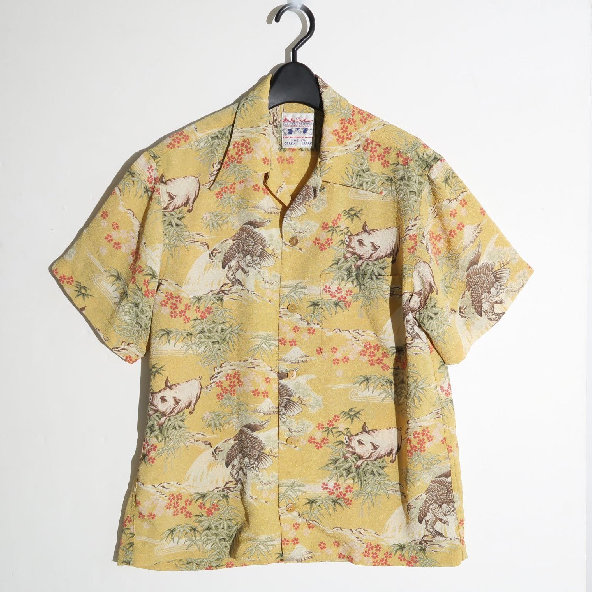 STUDIO D'ARTISAN ALOHA SHIRT 竹 鷹 豚 5210 sizeM ステュディオ ダ ルチザン アロハ シャツ イエロー拍卖
