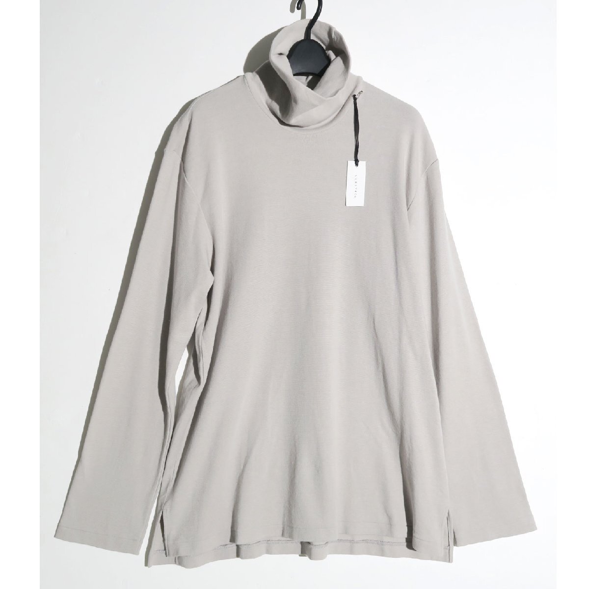 CURLY&Co. CRUNCH CASHMERE L/S TTL TEE 定価13,970円 213-34093 size3 カーリー タートルネックカットソー ライトグレー カシミア混拍卖