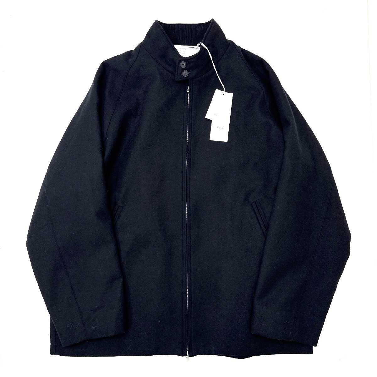 【タグ付・新品・定価104,500円】ATON SUPER 160S DOUBLE SAXONY ハリントンジャケット BLACK size6(48) BLACK JKAGSW0903 エイトン拍卖
