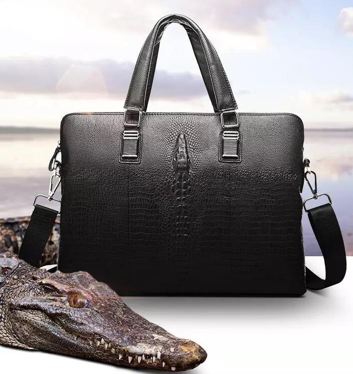 牛革 本革 14インチ クロコダイル型押し メンズバッグ ビジネスバッグ ノートパソコンブリーフケース A4  レザー 通勤鞄 手提げバッグ拍卖