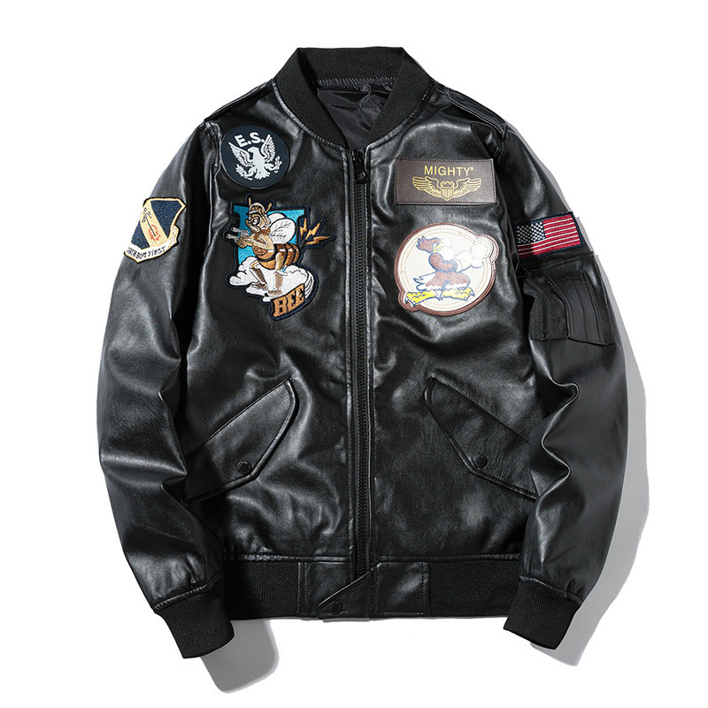 新品スカジャン レザージャケット 革ジャン 春秋 刺繍 スカジャン メンズ レザージャケット 革ジャン ジャケット ジャンパー 黒拍卖