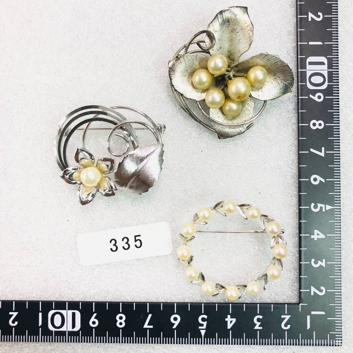 真珠 ブローチ 3点セット まとめて SILVER シルバー 銀 パール アクセサリー 約27.85g 335拍卖