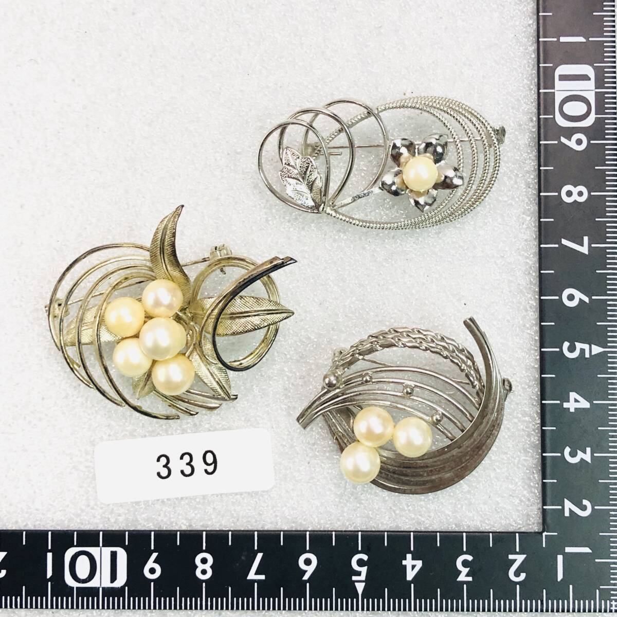 真珠 ブローチ 3点セット まとめて SILVER シルバー 銀 パール アクセサリー 約32.90g 339拍卖