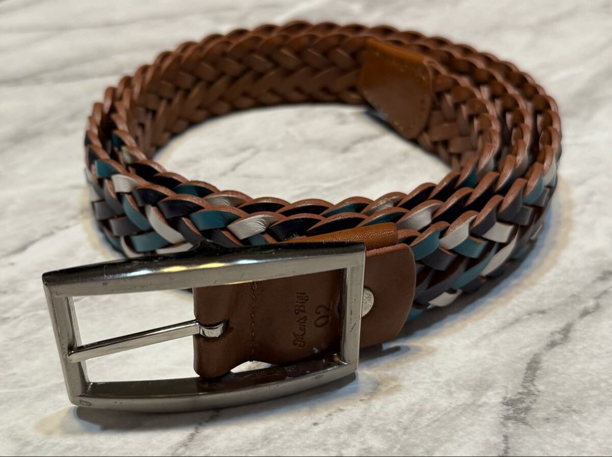 メンズビギ シルバーバックル リバーシブル マルチカラー メッシュベルト拍卖