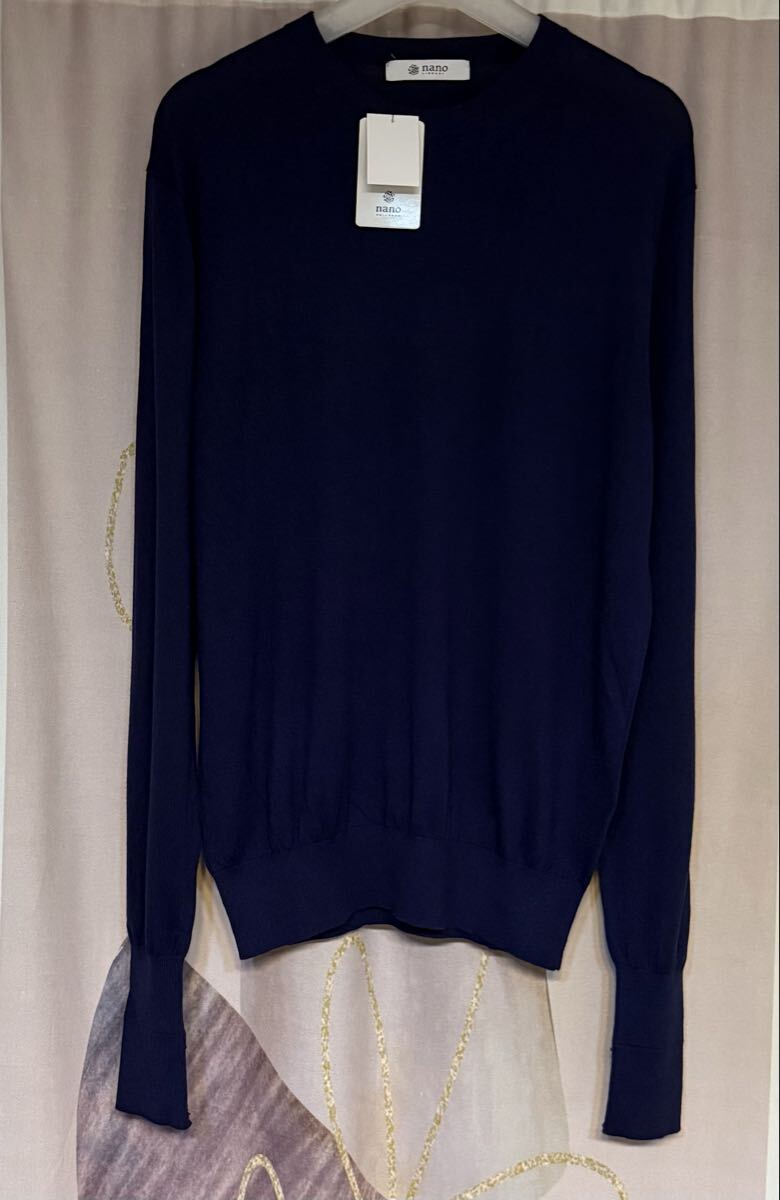 新品未使用 ナノユニバース カシミヤシルク クルーネック ニット ネイビー拍卖