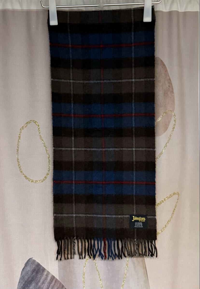 ジョンストンズ オブ エルガン タータンチェック カシミヤ100% マフラー拍卖