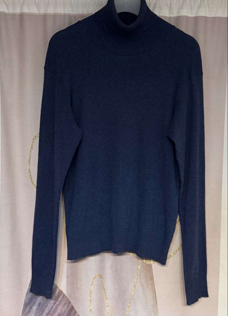 gicipi ジチピ コットン リブタートルネックニット ネイビー イタリア製拍卖