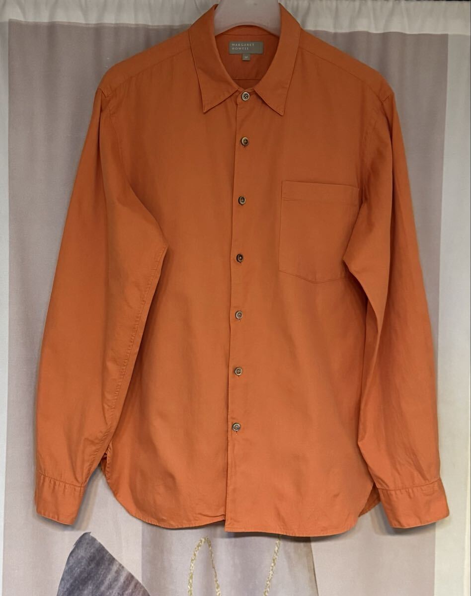 マーガレットハウエル コットン100% シャツ オレンジ 日本製拍卖