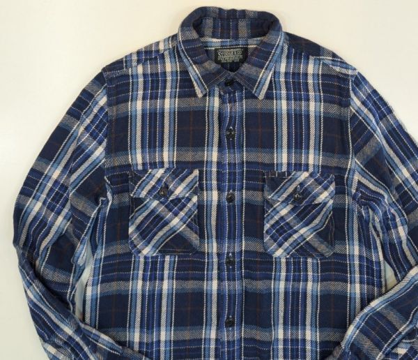 H7977 STOOGE&CO ストゥージ&コー ネルシャツ 長袖シャツ コットン チェック ブルー/ネイビー S拍卖