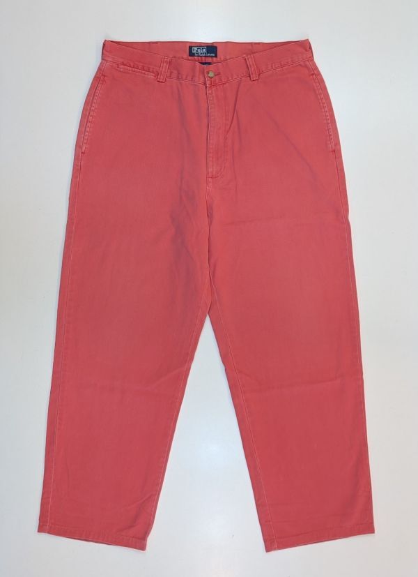 H7994 Polo by Ralph Lauren ポロ バイ ラルフローレン チノパンツ トラウザーズ ワイドテーパード メキシコ製 ピンク W34拍卖
