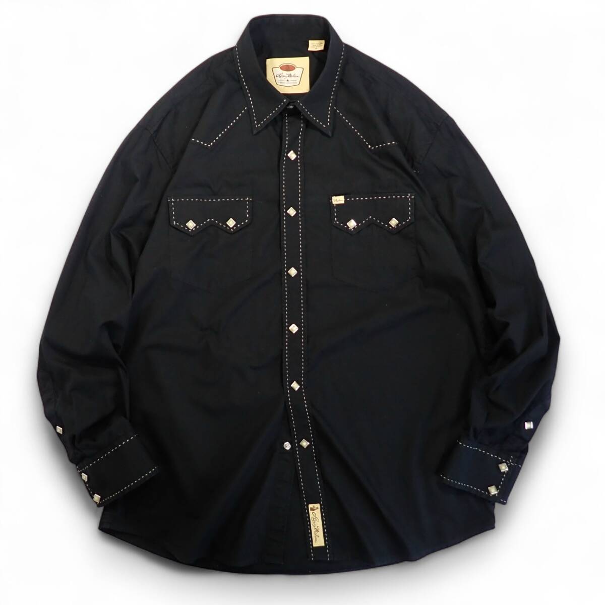 7025/Larry Mahan 長袖ウエスタンシャツ XL●ビンテージ ステッチ スナップボタン ロカビリーRock'n'Rollロックンロール●洗濯プレス済古着拍卖