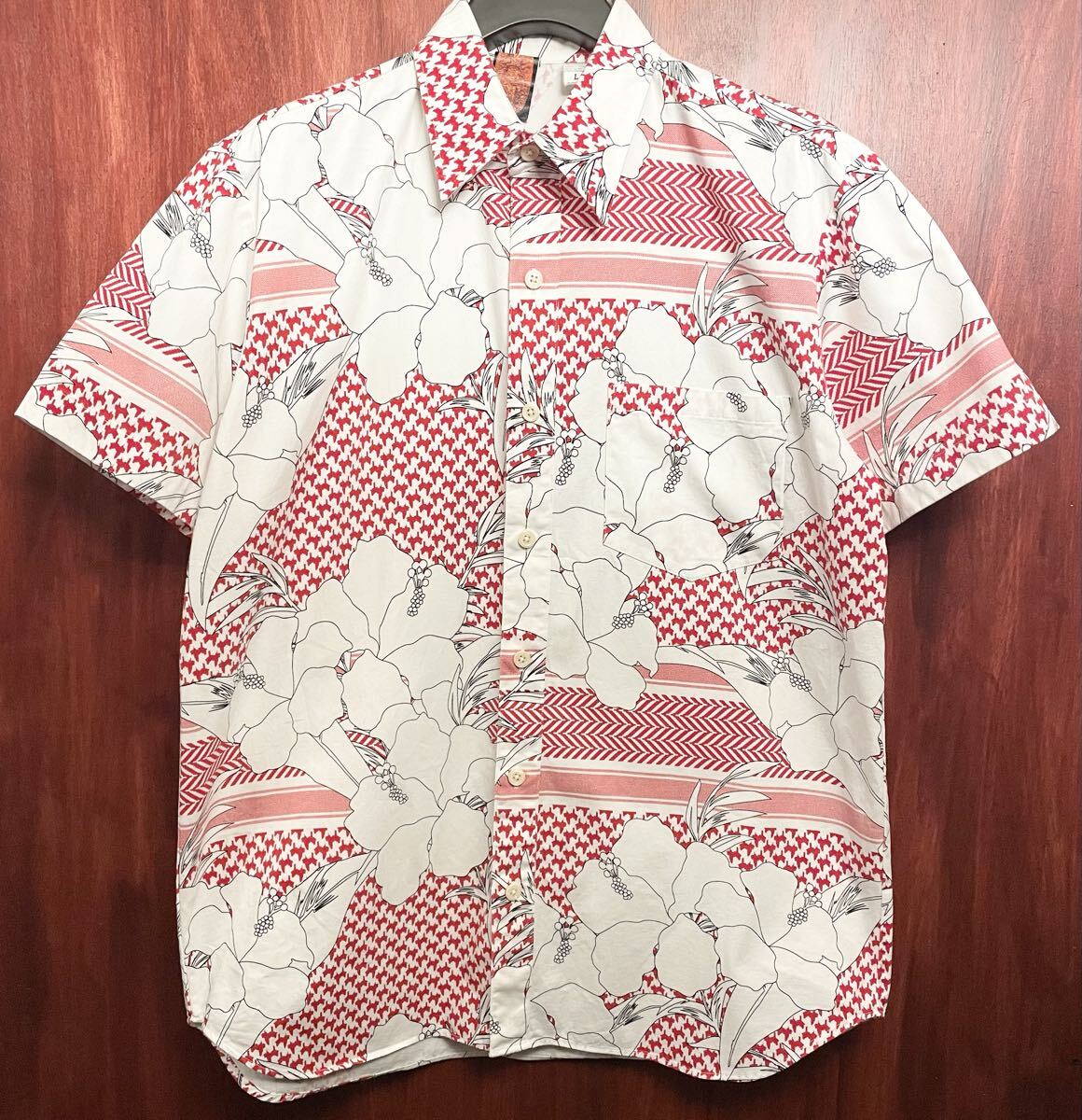 激レア MADE IN JAPAN製 PHENOMENON 2007年モデル シュマグ柄 コットン アロハシャツ ホワイト×レッド Lサイズ フェノメノン 日本製 白 赤拍卖