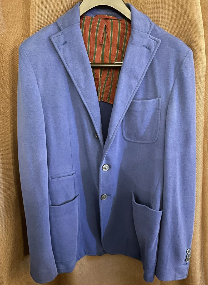 UNITED ARROWS 取り扱い MADE IN ITALY製 JOHN SHEEP ニットスウェットテーラードジャケット ブルー Mサイズ ジョンシープ イタリア製 青拍卖