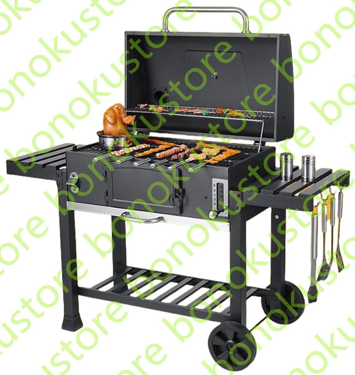 チャコール グリル 炭火焼き キャンプ バーベキューコンロ大型 焚き火台 BBQグリル バーベキューコンロ BBQ家族5人~10人ぐらい最適拍卖