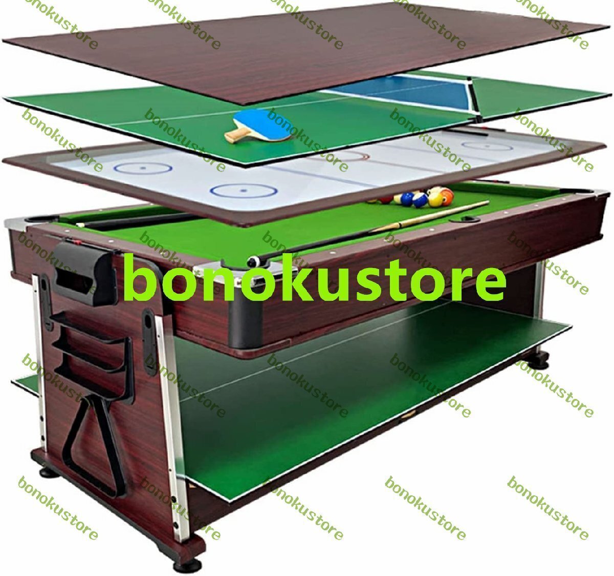 4イン1コンビネーションテーブル ファミリーマルチゲームテーブル 7フィートビリヤード台+エアホッケー+テニステーブル+ディナーテーブル拍卖