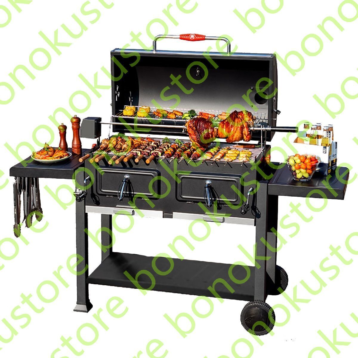 炭火焼き キャンプ バーベキューコンロ 大型 BBQグリル 焚き火台 オーブングリル ステンレス鋼 バーベキューグリル ステンレスグリル拍卖