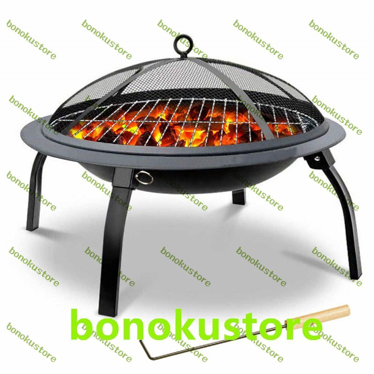 裏庭のキャンプピクニック焚き火のためのメッシュスパークスクリーンカバー付き22インチ屋外パティオスチールファイヤーピットボウルバー拍卖