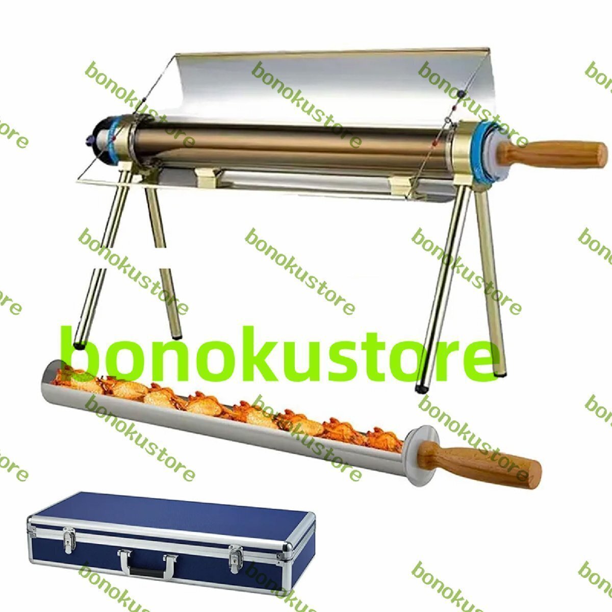 ポータブルソーラーグリル 1.5L取り外し可能なソーラーオーブン 収納ボックス付き 真空管の停滞温度150℃-290℃ 屋外 キャンプ用拍卖