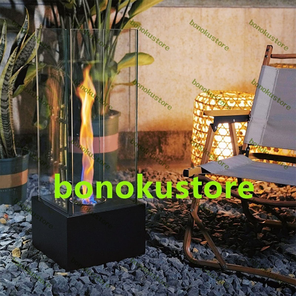 バイオエタノール暖炉 大きい 焚き火 室内 インテリア 暖炉 自立型 エタノール 竜巻効果の炎 強化ガラス+ステンレス 25cmx25cmx65cm拍卖