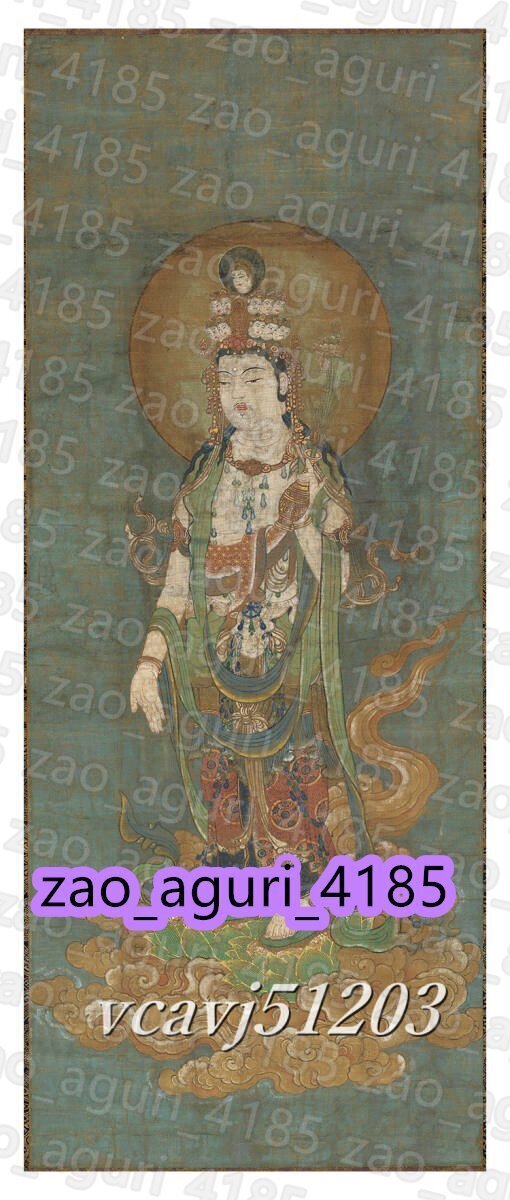 十一面観音 仏像 仏画 絹布 観音菩薩像 仏教美術 絹本 掛け物 仏掛画 美術品 収蔵品 未表装拍卖