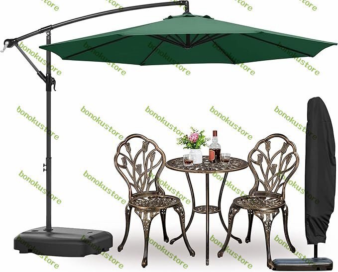 パラソル ガーデンパラソル 大型 風に強い (約)直径300cm ベランダ ハンギングパラソル UVカット 撥水 角度調整 モダン おしゃれ グリーン拍卖
