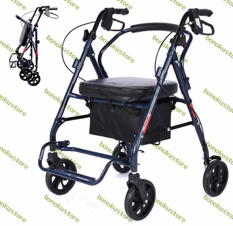 モビリティスクーター ポータブル軽量折りたたみ式四輪歩行器 ロック可能なブレーキとキャリーバッグ 限定モビリティエイド 高齢者または身拍卖