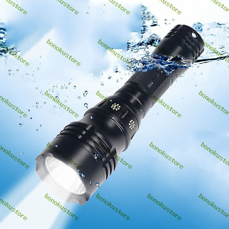 ダイビングライト 水中ライト長距離シューティングダイビング懐中電灯 1200ルーメン水中80m懐中電灯 探検 防災グッズ L48 bt_1拍卖