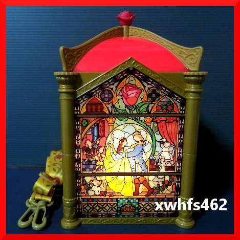即決美品 Disney 美女と野獣 LED ステンドグラス ポップコーンバケツ 専用リール付き Beauty and the Beast 東京ディズニーランド zak拍卖