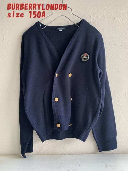◆S21◆BURBERRY LONDON ニットカーディガン 金ボタン ネイビー 綿混素材 サイズ150A拍卖