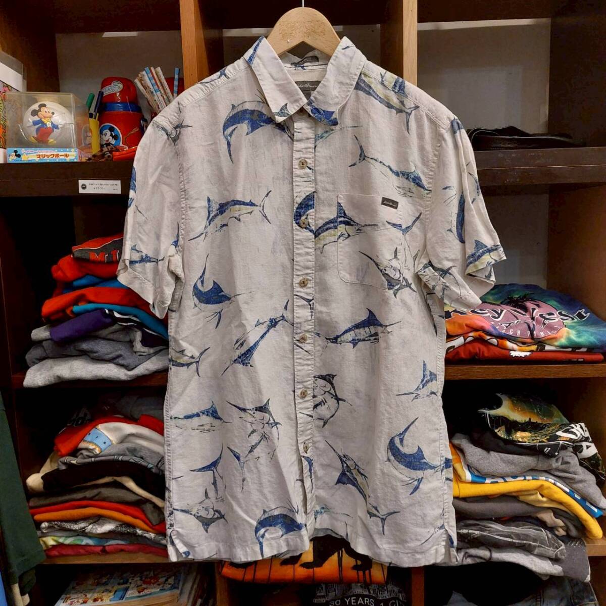 US古着 PALMWAVE HAWAII XL 解禁 半袖ボタンシャツ カジキマグロ 柄シャツ 07I1505拍卖