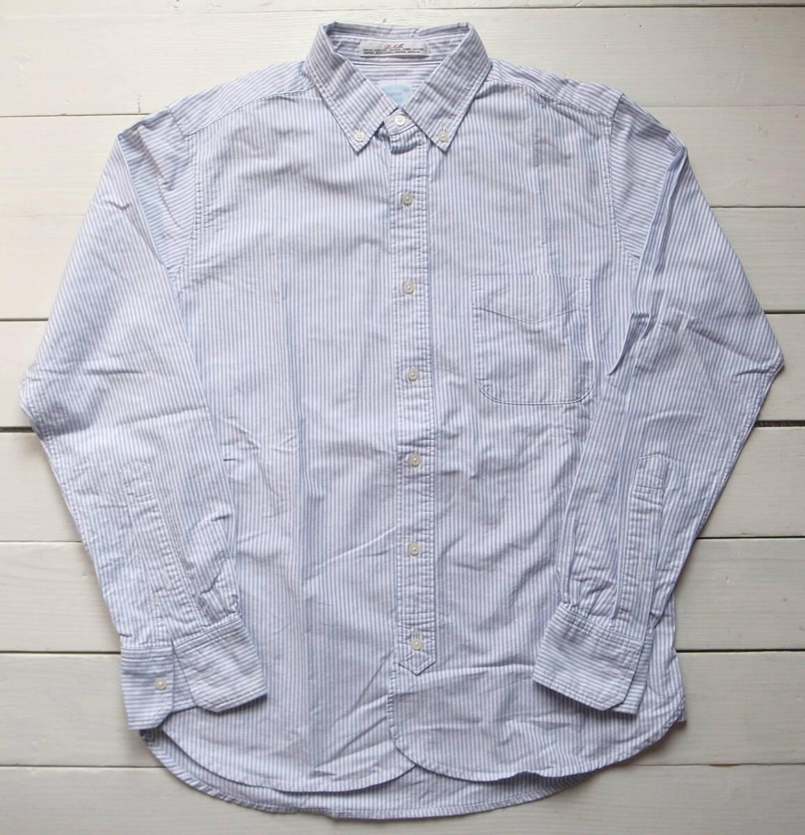 Denime Clothing Makers 1988 ドゥニーム ストライプ柄 オックスフォード ボタンダウンシャツ L BDシャツ拍卖