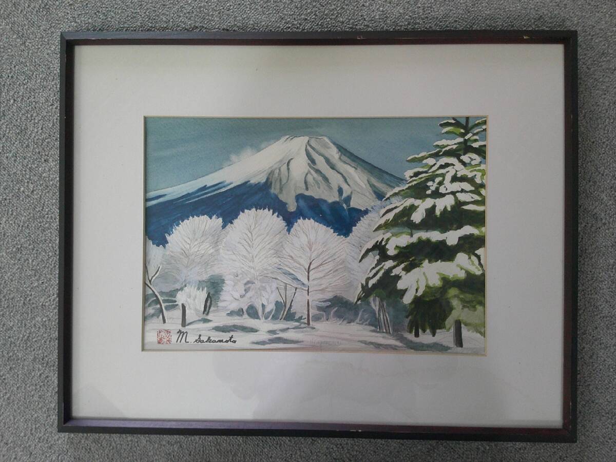 【模写】 額装 絵画 「富士山」 風景画 (高さ 約: 41.5 cm / 横幅 約: 54 cm / 厚さ 約: 3 cm)拍卖