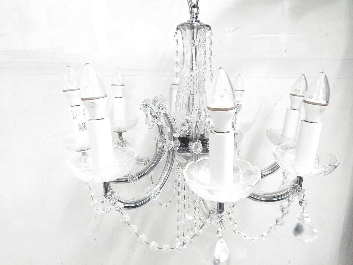 ○定価40万 IDC 大塚家具 ショーラークリスタル製 シャンデリア ARL-2930N/8CR 照明 8灯 マリア・テレサ型 イタリア製 0905-7B 〒140 ○拍卖