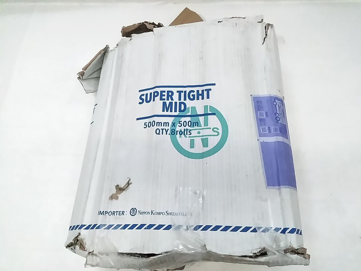 ★未使用品 日本梱包資材 ストレッチフィルム 梱包用ラップ SUPER TIGHT MID 500mm×500m 8巻入 0913-331G ◇@140★拍卖