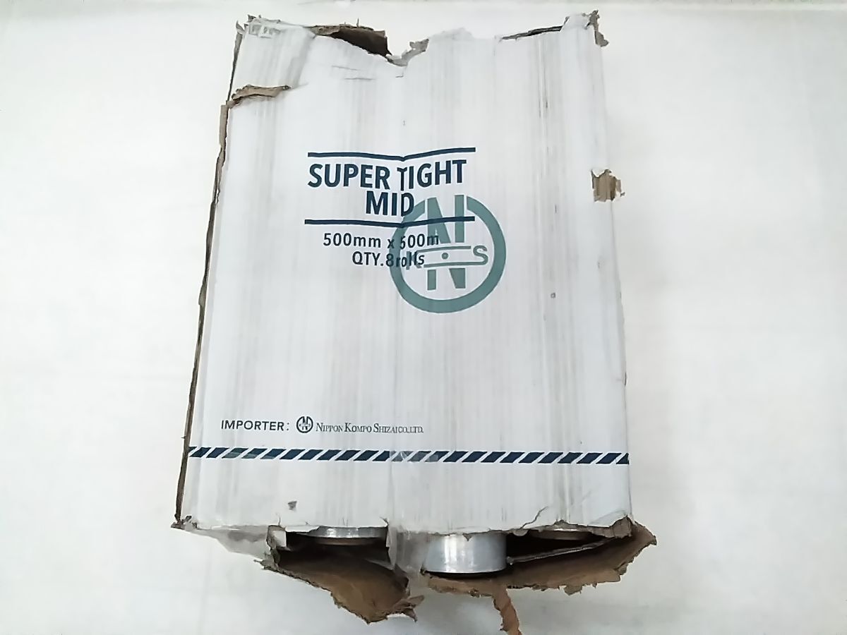 ★未使用品 日本梱包資材 ストレッチフィルム 梱包用ラップ SUPER TIGHT MID 500mm×500mm 8巻入 0913-329G ◇@140★拍卖