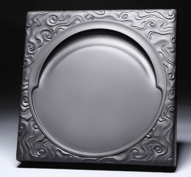 彫花硯 天然石 14.5cm 歙州硯 老坑 硯石 手彫り 書道用品【専用化粧箱入り】拍卖