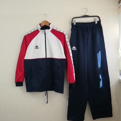 ★【古着】 Kappa(カッパ) ジャージセットアップ(上下セット) 160サイズ 赤×白×ネイビー拍卖